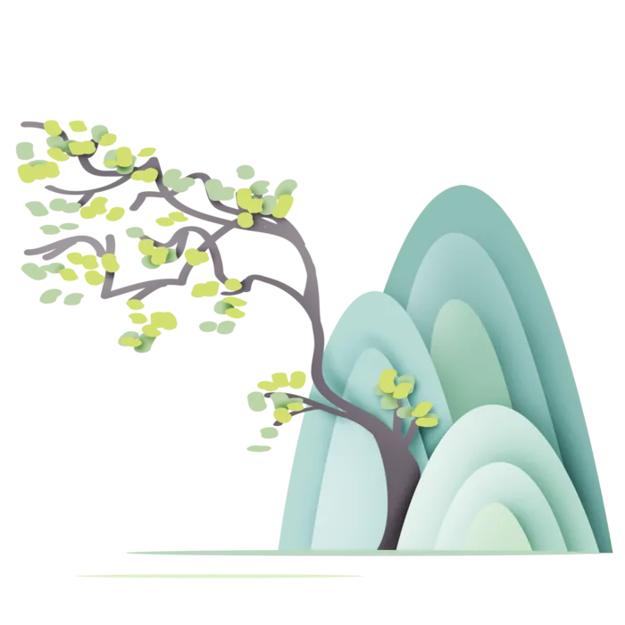 清明元素古风中式清明节山水画中国风绿色