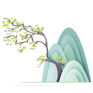 清明元素古风中式清明节山水画中国风绿色