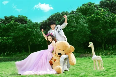 幸福恋人公园婚纱外拍特写