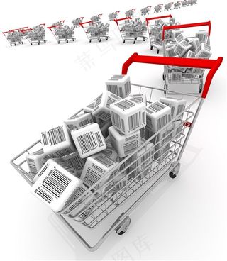 购物小推车与防伪码图片