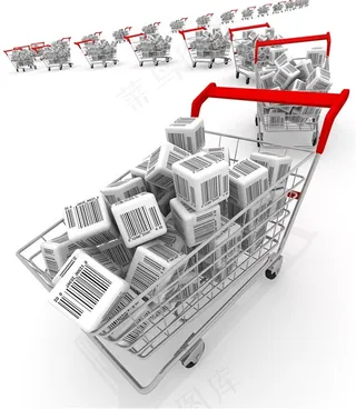 购物小推车与防伪码图片