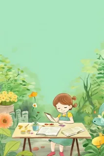 绿色少儿绘画卡通美术背景