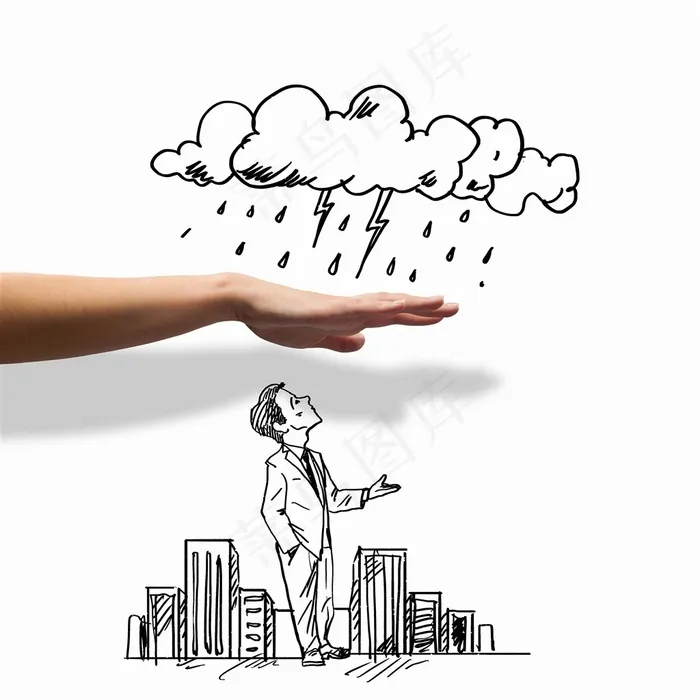 手跟云朵下雨跟小人