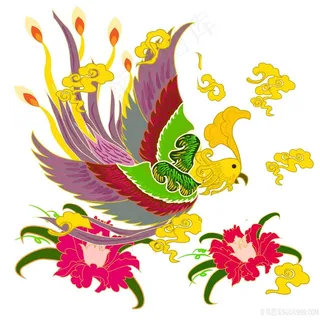 金鸡牡丹PNG绘画图片