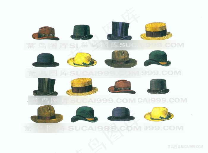 多款水彩帽子插画