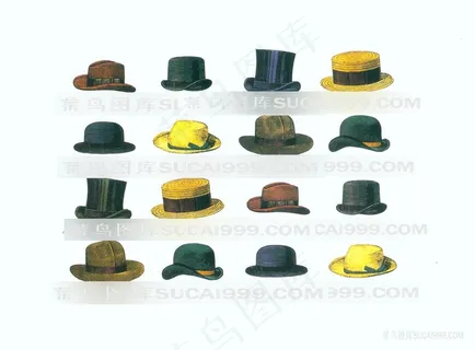 多款水彩帽子插画