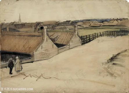 梵高视图街道乡村美景油画 梵高视图街道乡村美景油画