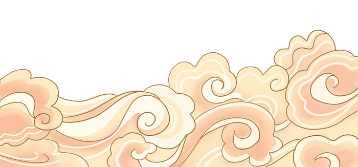 中国风国潮祥云插画手绘云彩图案海报云层装饰背景PSD设计素材