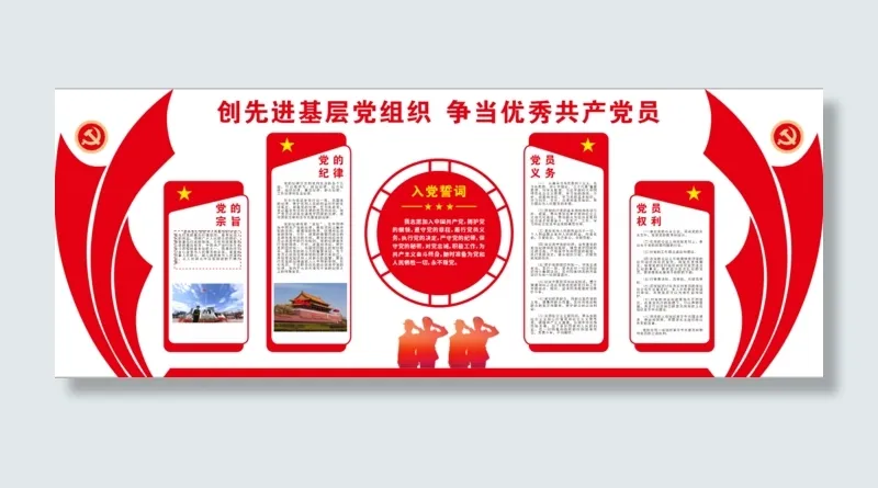 党建文化墙cdr矢量模版下载