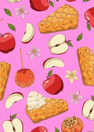 下午茶华夫饼 苹果蛋糕糖果