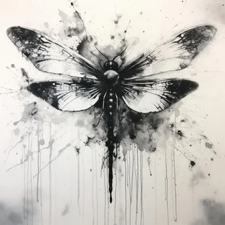 蜻蜓水墨画素材背景
