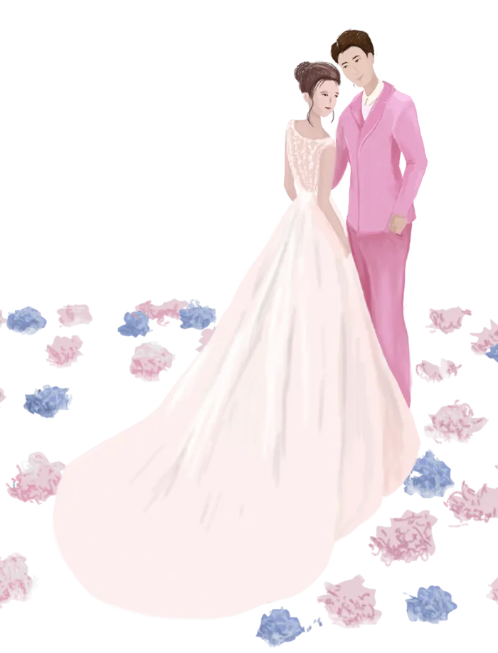 婚纱卡通人物婚礼白纱结婚婚纱摄影手绘