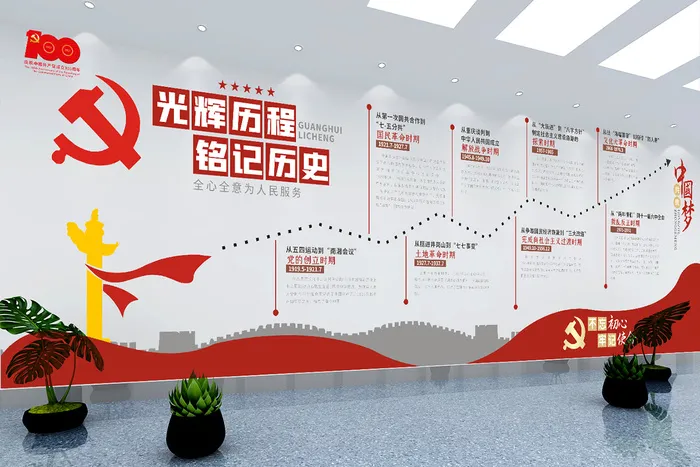 党建文化墙光辉历程cdr矢量模版下载