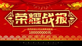 2022企业公司销售业绩年终大捷军令喜报PSD设计素材模板