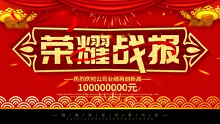 2022企业公司销售业绩年终大捷军令喜报PSD设计素材模板