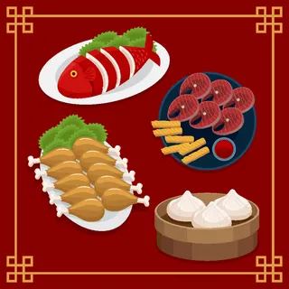 新年中国风美食插画