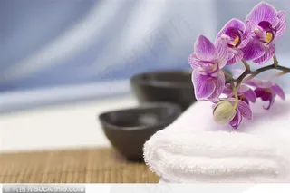 毛巾上的紫色鲜花