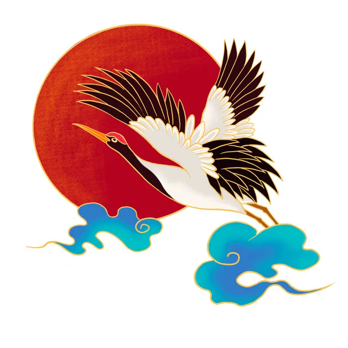 中国风国潮仙鹤山水插画手绘元素场景PSD设计素材psd模版下载