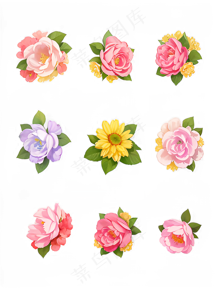 红色 粉色 手绘 免抠 PNG 玫瑰 花 素材8