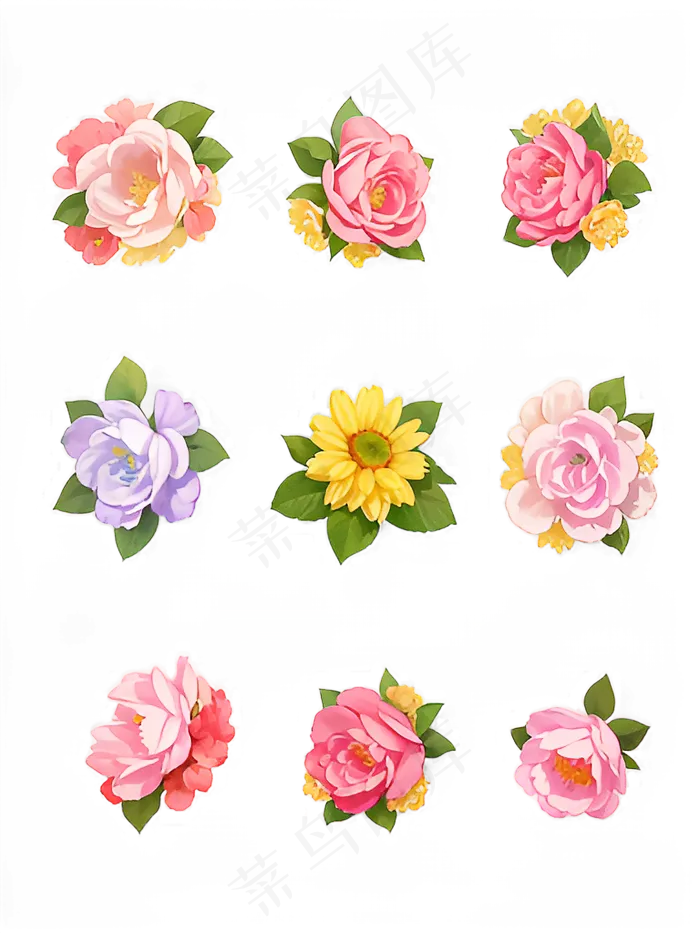 红色 粉色 手绘 免抠 PNG 玫瑰 花 素材8