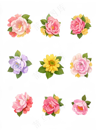 红色 粉色 手绘 免抠 PNG 玫瑰 花 素材8