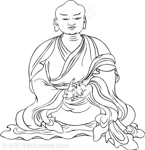 罗汉线描矢量PNG绘画图片