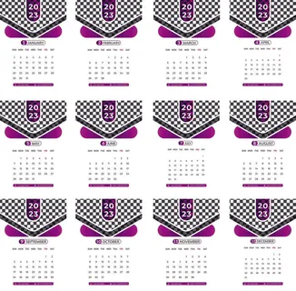 2023年日历新年紫白色背景