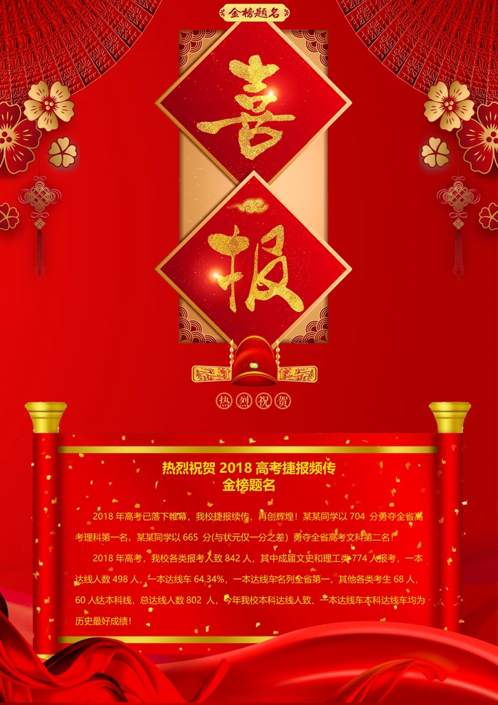 喜报战报海报贺喜金榜题名