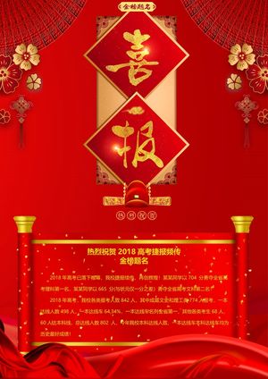 喜报战报海报贺喜金榜题名预览图