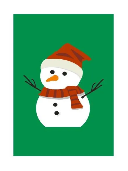 圣诞雪人绿色红色平安夜可爱cdr矢量模版下载