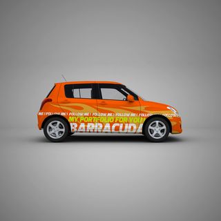 橙色小汽车小车轿车 车身广告