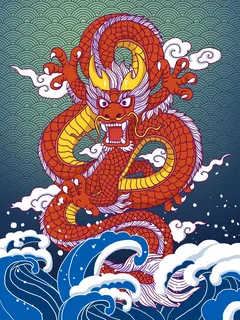 中国风古典国潮古建筑插画模板