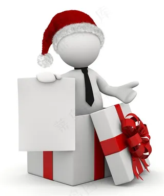 系着黑色领带的白色小人高清图