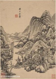 明代画家王鉴仿大痴仿古山水图国画图片 明代画家王鉴仿大痴仿古山水图国画图片