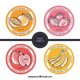 免抠彩绘水果果汁标签