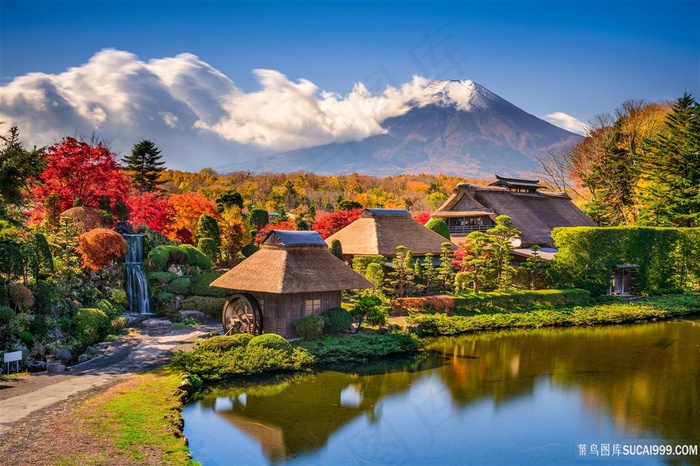 富士山前的村落