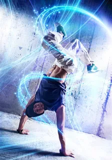 梦幻动感线条与倒立的男人 梦幻动感线条与倒立的男人