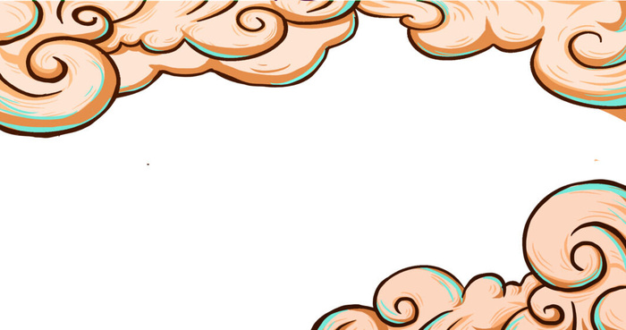 中国风国潮祥云插画手绘云彩图案海报云层装饰背景PSD设计素材