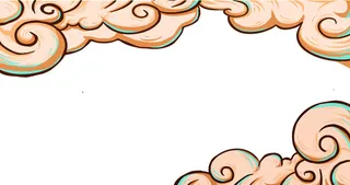 中国风国潮祥云插画手绘云彩图案海报云层装饰背景PSD设计素材