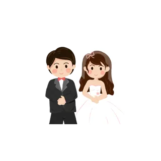 婚纱卡通人物婚礼白纱结婚婚纱摄影手绘