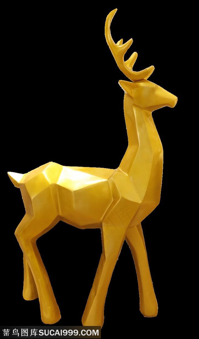 祥瑞麋鹿中国风简约金色吉祥小鹿装饰