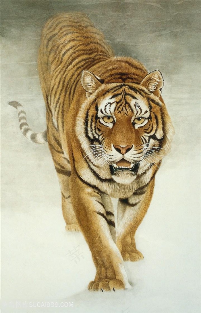 工笔老虎散步图