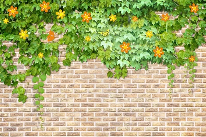 砖墙绿藤背景墙