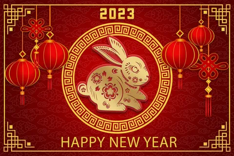 兔年2023年灯笼红色背景