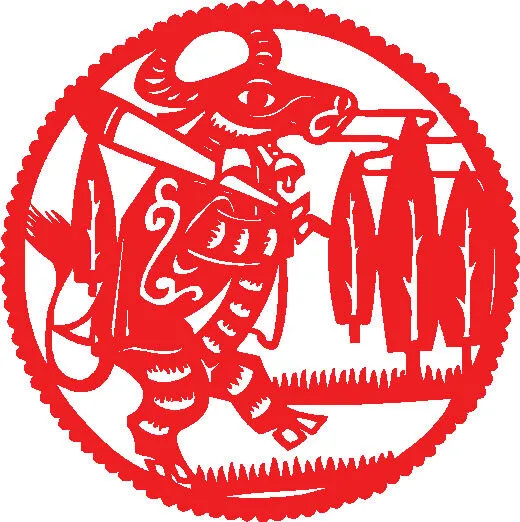 剪纸牛年素材psd模版下载
