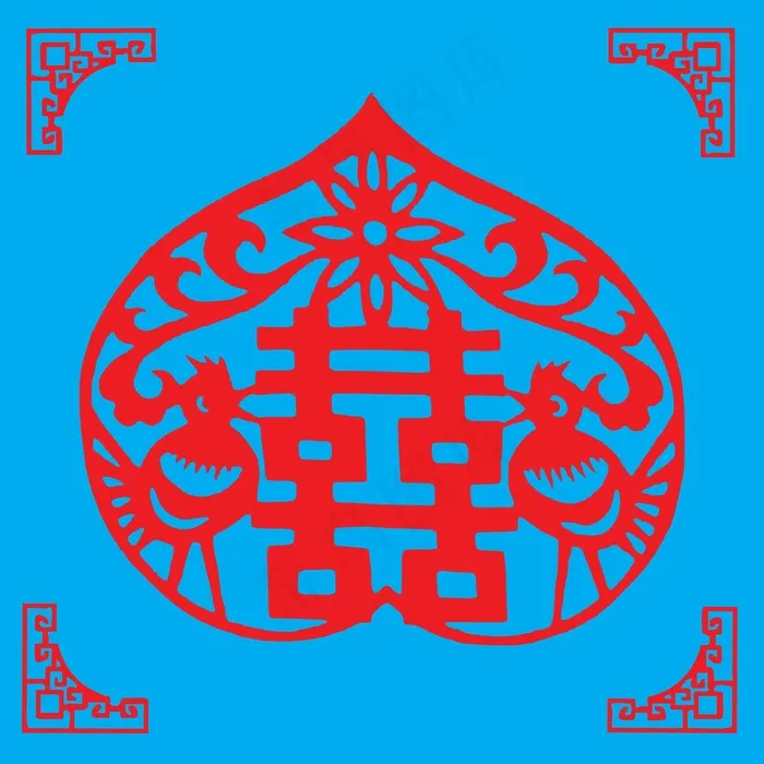喜剪纸 剪纸风元素ai矢量模版下载
