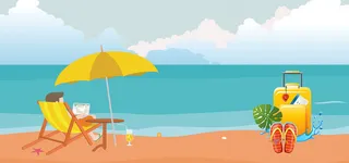 沙滩休闲风景PSD素材