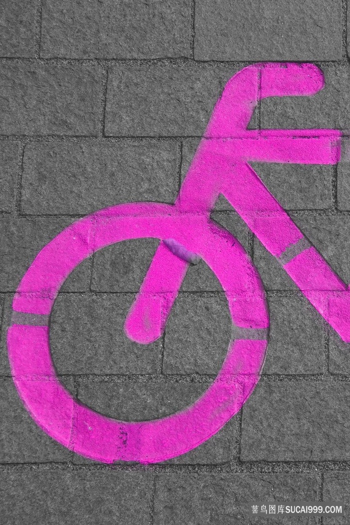 唯美粉色自行车墙绘