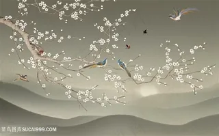 花鸟山水风景图