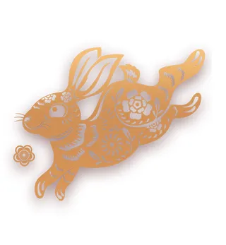 兔年剪纸活力兔免扣